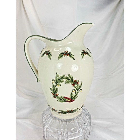 A SPECIAL PLACE Ceramic Pitcher 2002 Vtg 2 Quarts Holiday Micro Dshwshr Freezr - Picture 2 of 9